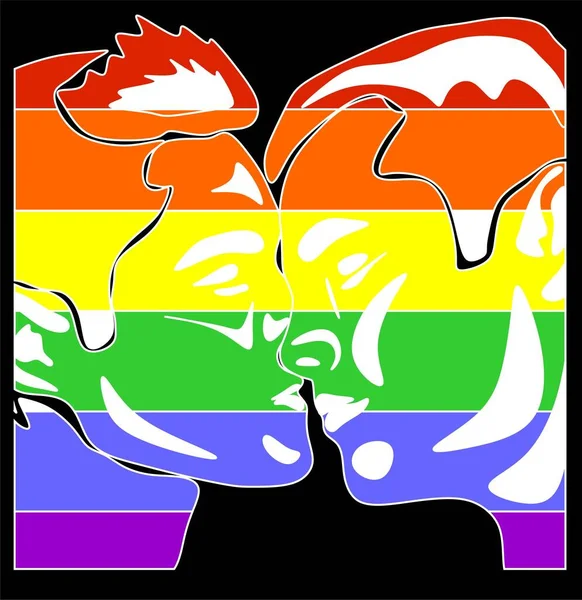 Kissing Gays Colored Lgbt Flag — Stock Photo, Image