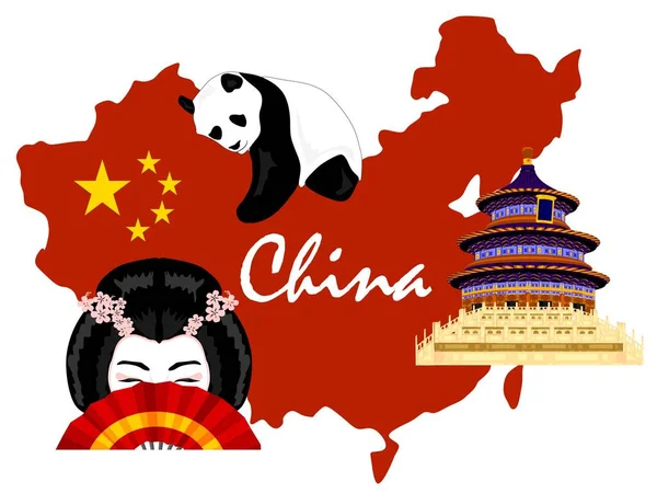 Красная Карта Азии Другие Символы Китая — стоковое фото