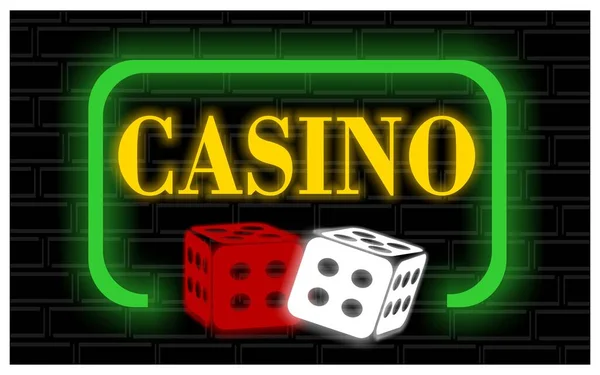 Neon Banner Van Casino Met Rode Witte Spullen — Stockfoto