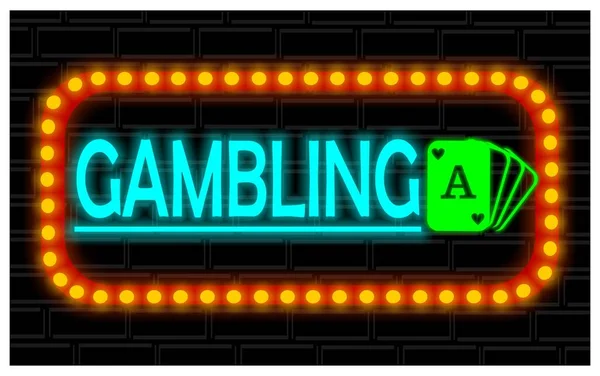 Neon Banner Van Casino Met Kaarten — Stockfoto