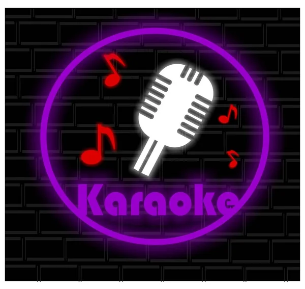 Gekleurde Neon Banner Van Karaoke Bar — Stockfoto