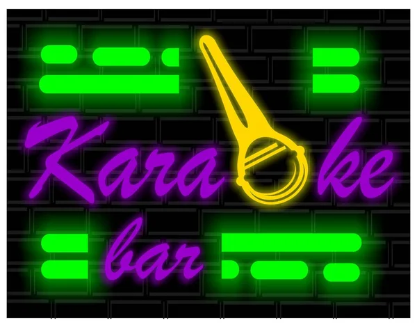 Gekleurde Neon Banner Van Karaoke Bar — Stockfoto