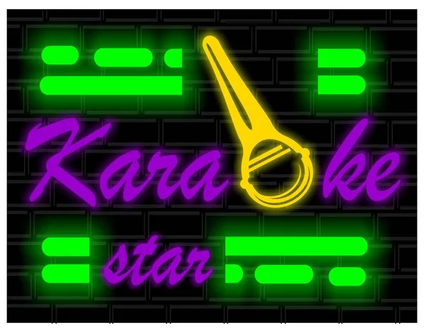 Gekleurde Neon Banner Van Karaoke Bar — Stockfoto