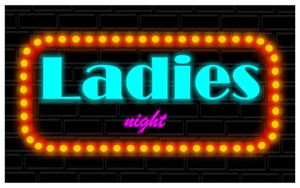 Neon Banner Met Woorden Dames Nacht — Stockfoto