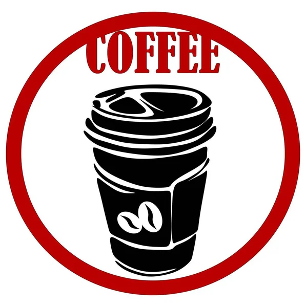 Egy Csésze Kávé Piros Ikonnal — Stock Fotó