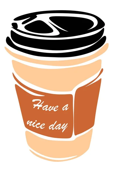 Paper Cup Coffee Have Nice Day — Stock Photo, Image