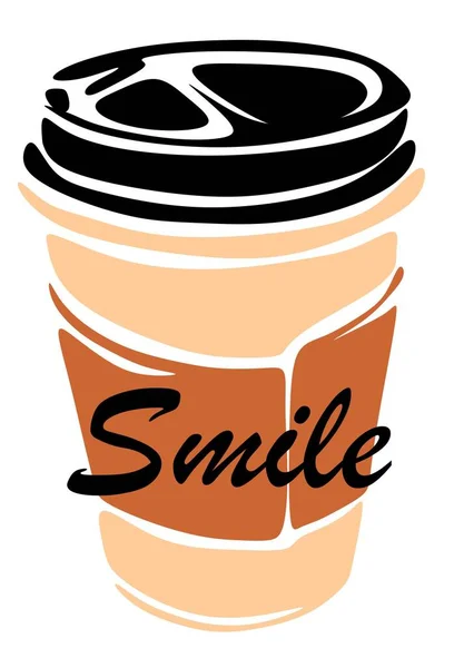 コーヒーと笑顔の紙コップ — ストック写真