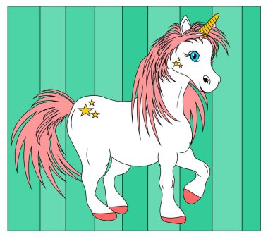 pembe tek boynuzlu at ve yeşil çizgiler