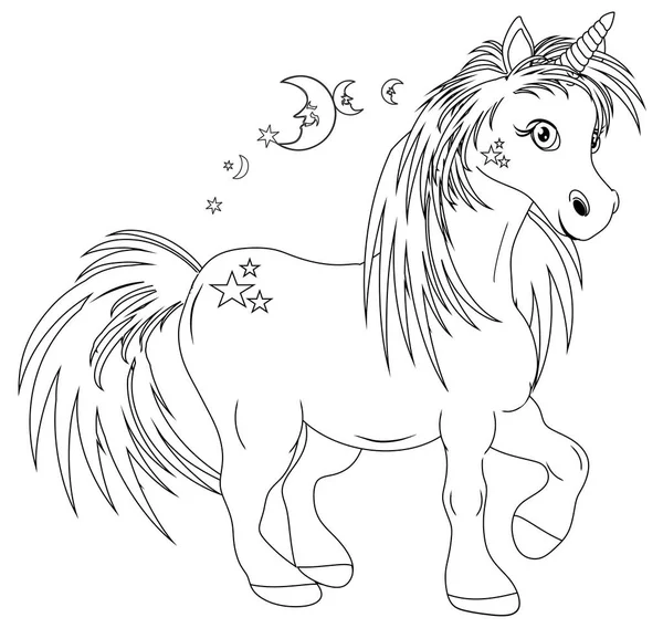 coloring unicorn with moons and a stars