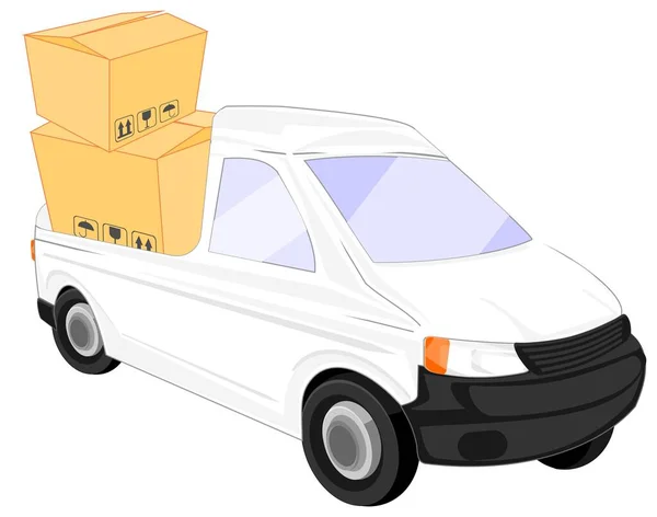 Lieferwagen Mit Papierboxen — Stockfoto