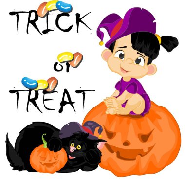 Cadılar Bayramı küçük cadısı ve birçok sembol