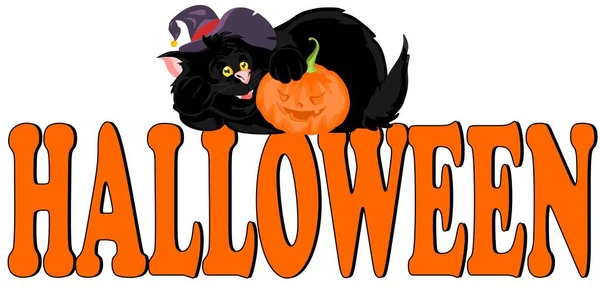 Halloween Zwarte Kat Grote Letters — Stockfoto