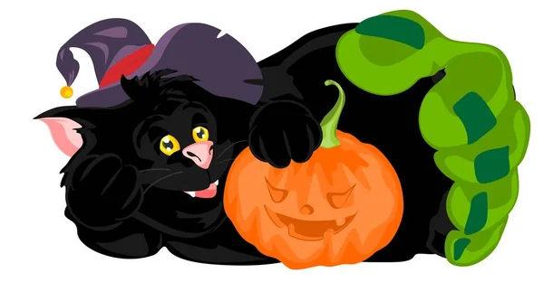 Halloween Gato Negro Zombi Mano —  Fotos de Stock