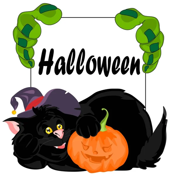 Schwarze Katzen Und Zombie Hände Halloween — Stockfoto