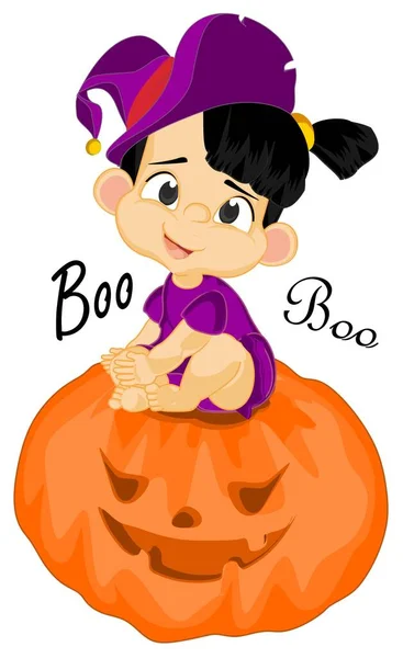 Halloween Pequeña Bruja Triste Boo —  Fotos de Stock