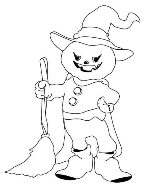 coloring Halloween scarecrow stand and watch