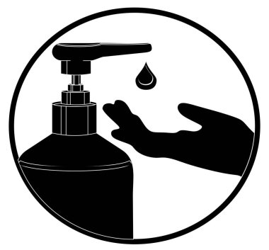 El dezenfektanının ve elin koyu siyah gölgesi