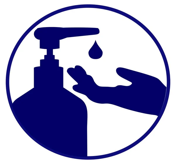 Solide Blaue Ikone Der Hand Desinfektionsmittel Mit Hand — Stockfoto