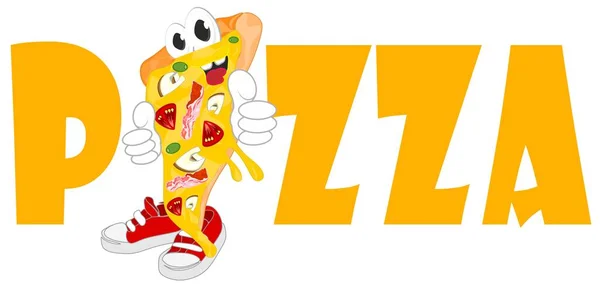 Happy Slice Pizza Letters — Stock Photo, Image
