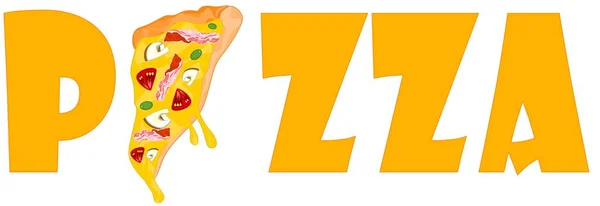 Slice Pizza Yellow Letters — Stock Photo, Image