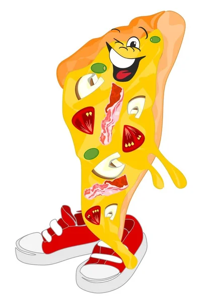 ピザのスライスの笑顔 — ストック写真