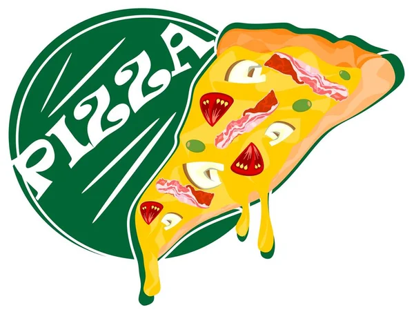 Slice Pizza Green Sign — Stock Photo, Image