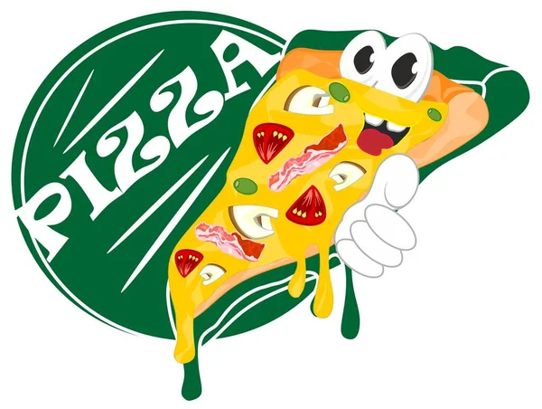 Smiling Slice Pizza Icon — Stock Photo, Image