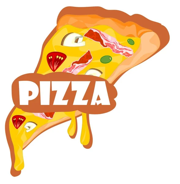 Scheibe Pizza Und Wort Pizza — Stockfoto