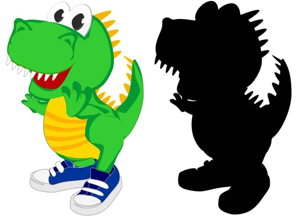 Lächelnder Dino Und Sein Schatten — Stockfoto