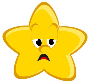 Ağzı açık yorgun sarı bir yıldız.