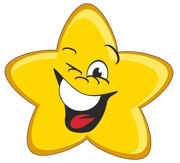 Sonriente Estrella Amarilla Sobre Fondo Blanco —  Fotos de Stock