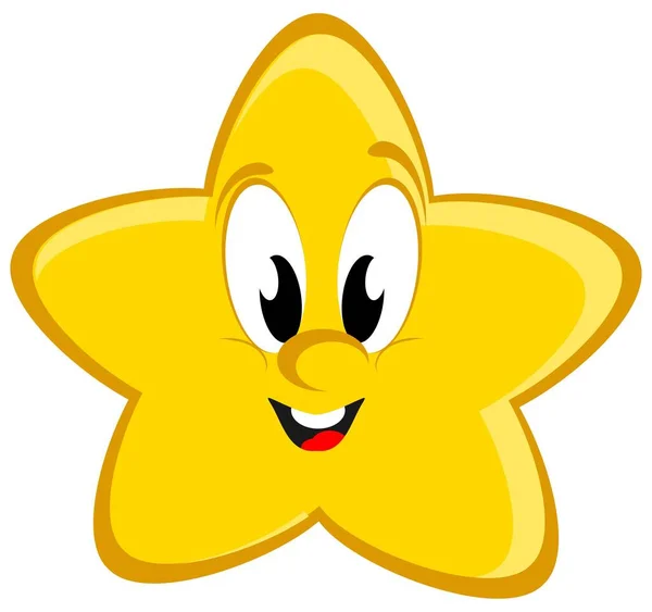 Estrela Amarela Feliz Fundo Branco — Fotografia de Stock