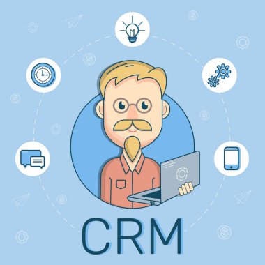 işadamı onun kurumsal bir mesafede crm sistemi çalışır