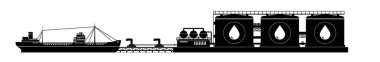 Cargo Sea Port, Unloading Oil from the Tanker ,Tanker at Berth in the Port , Sea Freight Transportation, Logistic, Vector Illustration clipart