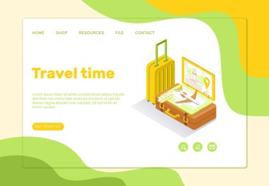 uçak ve bavul seyahat ile banner