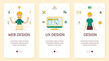 telefon, tasarım, Web tasarım, UX için üç afiş