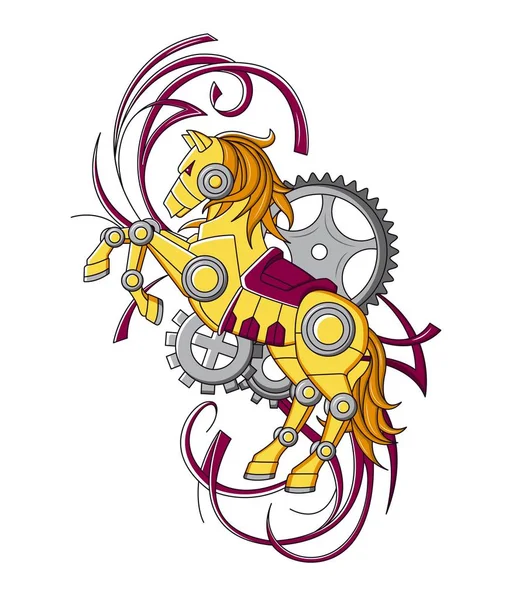 mekanik steampunk tarzında at