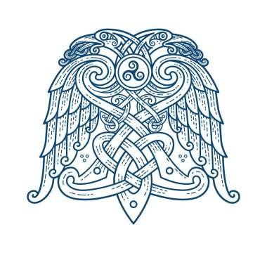 Scandinavian tattoo of the symbol of God Odin clipart