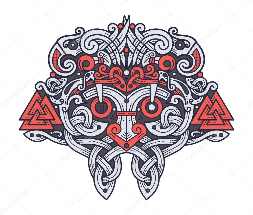 Odin, Wotan. Old Norse and Germanic mythology God in Viking Age, isolated on white, vector illustration