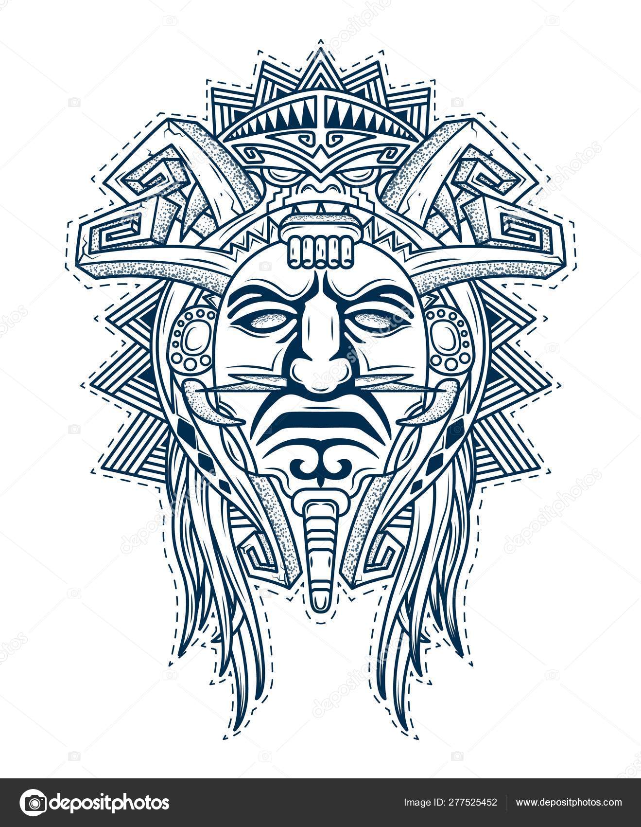 Antiguo dios azteca imágenes de stock de arte vectorial | Depositphotos