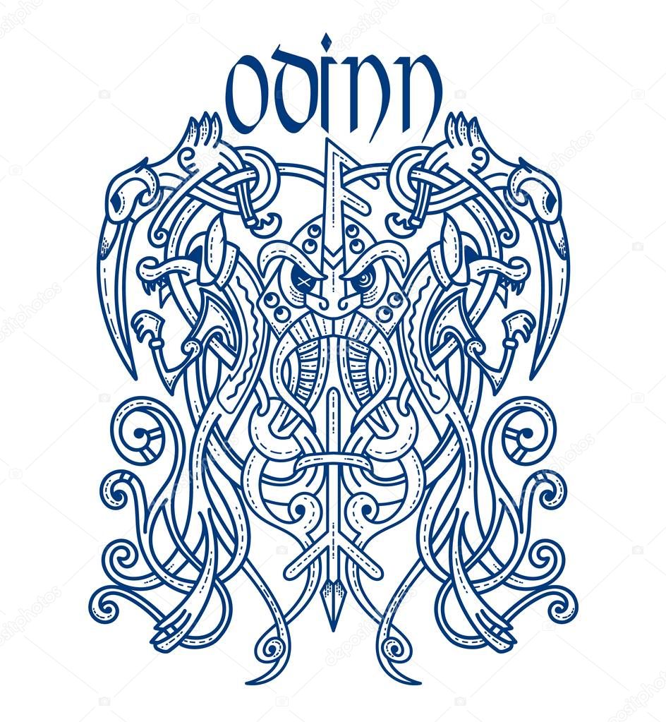 Emblem viking god scary odin