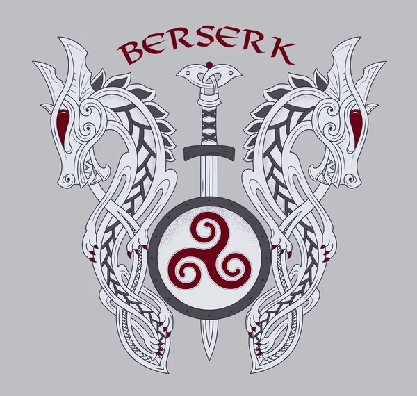 şiddetli viking ejderha amblemi, süs, sembol, dövme