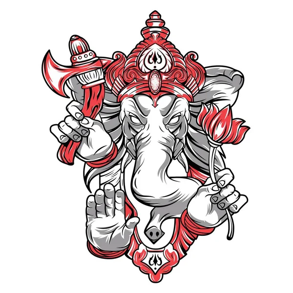 Ganesh est un dieu. La tête d'un éléphant . — Image vectorielle