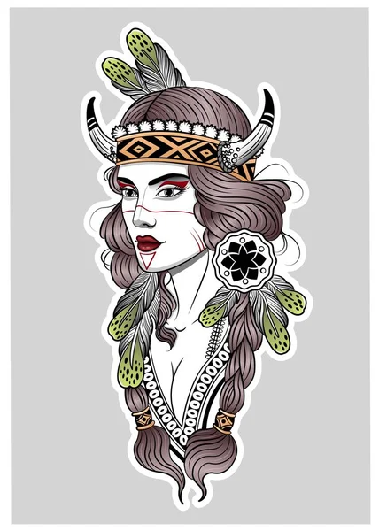 Mooie Hunter meisje in Boho stijl — Stockvector