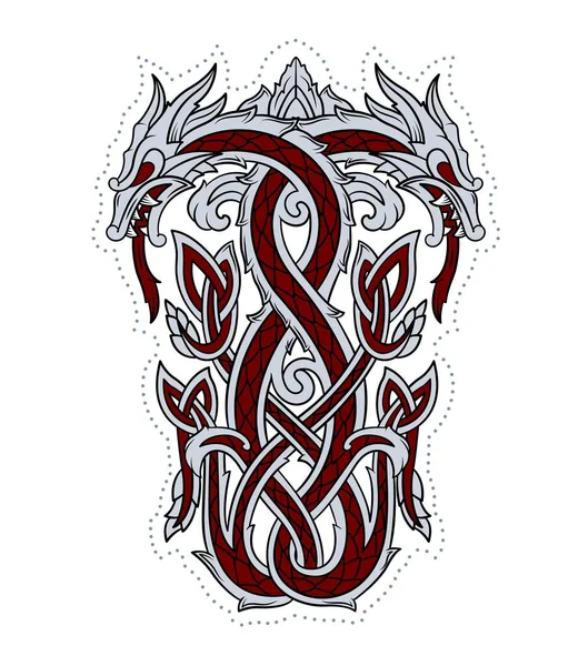 Drachen-Emblem der Wikinger, Ornament, Symbol — Stockvektor