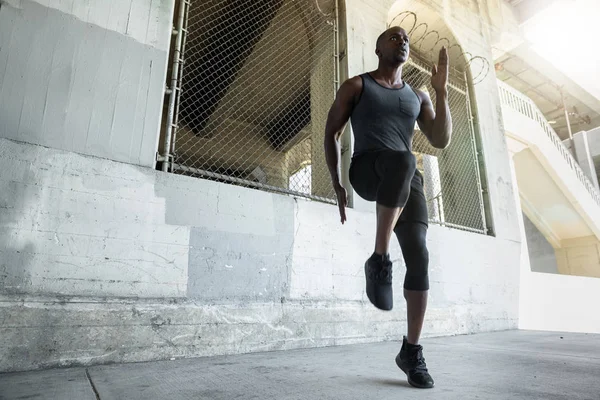 Ação Tiro Rotina Exercício Cardio Alta Energia Centro Urbano Cidade — Fotografia de Stock