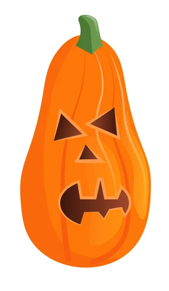 Gruselig lächelnder Halloween-Kürbis isoliert auf Weiß — Stockvektor