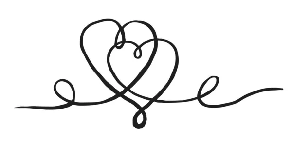 Casal de doodle desenhado à mão de design cardíaco contínuo — Vetor de Stock