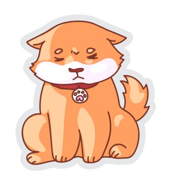 Mutsuz üzgün köpek duygu etiketi beyaza yapışmış.