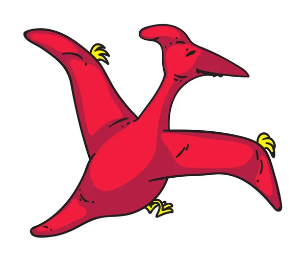 Mignon dessin animé ptérodactyle volant isolé sur blanc — Image vectorielle